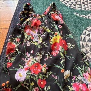 Alice & Olivia floral halter with bubble bottom & tie neck